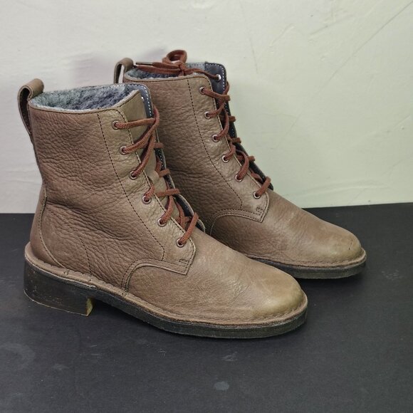 Clarks Maru Elsa 26119103 Womens Brown Leather Lace Up Ankle Booties Boots Crepe - Picture 1 of 12